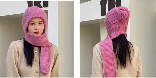 Vista 7 de Gorro de punto con forro polar suave y elástico para invierno