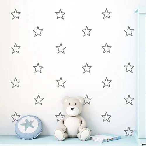 Vista 6 de Calcomanías transparentes de estrellas irregulares para niños, habitación de bebé, cuarto de bebé y sala de estar. 48 piezas calcomanías adhesivas