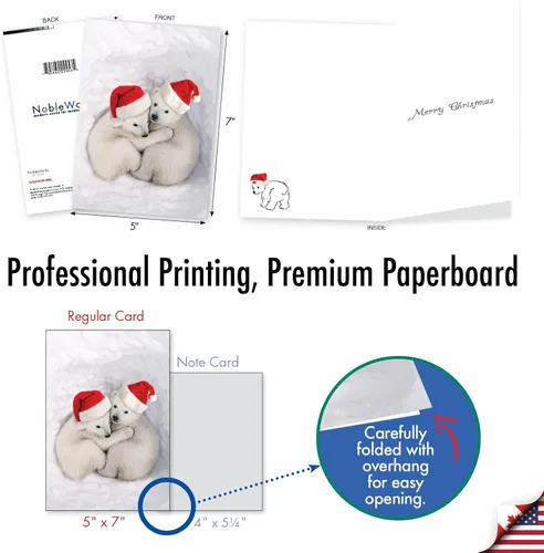 Vista 4 de The Best Card Company - Divertida tarjeta de Navidad de animales con sobre - Tarjeta de felicitación para niños, Happy Holidays - Bear Hugs C6327CXSG