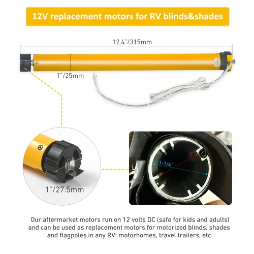 Vista 4 de Allen Wrench - Motor de persiana de repuesto para autocaravana con cable de 12 V CC, interruptor de límite integrado y ajuste