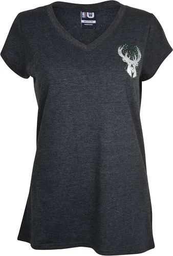 Vista 32 de Ultra Game Camiseta de mujer NBA Oficial con cuello en V y strass de manga corta
