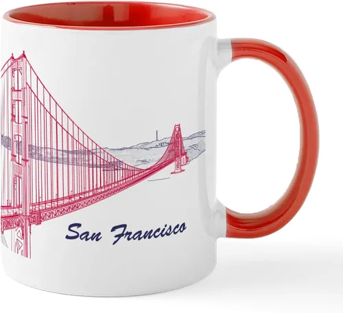 Vista 51 de CafePress Taza de café de cerámica de 11 oz (11.0 fl oz) de San Francisco Blanco - Taza San Francisco