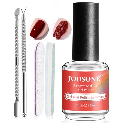 Vista 15 de JODSONE Juego de 3 piezas de 10 ml de capa superior y base de esmalte de uñas con removedor de gel; removedor de uñas de gel para remoción rápida