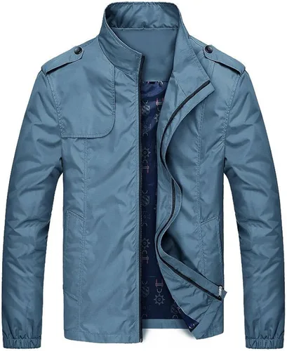 Vista 5 de Chaqueta bomber para hombre, casual, ligera, cortavientos, suave, con cremallera, ajustada, abrigos, primavera, otoño, trajes para exteriores