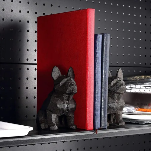 Vista 6 de Ambipolar Sujetalibros geométricos para decoración de perros, sujetalibros geométricos para guardar libros, resistentes para escritorio de oficina