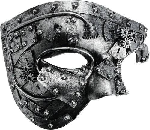 Vista 18 de Hoshin - Máscara para baile de máscaras, decoraciones de Mardi Gras de media cara, máscaras venecianas para hombre Negro