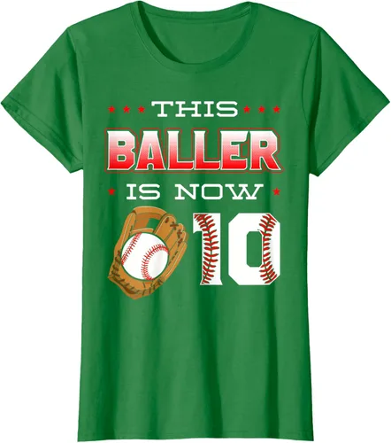 Vista 42 de This Baller Is Now 10 - Camiseta de béisbol para fiesta temática de cumpleaños número 10, Negro