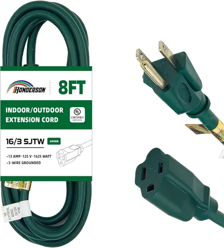 Vista 15 de Cable de Extensión HONDERSON, Certificación UL, Calibre 16, 1 Pie de Largo, Color Negro, 3 Puntas, Resistente, 16/3 SJTW, 13A, Cable de Energía