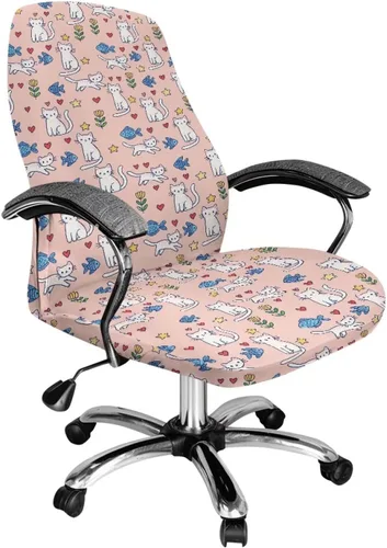 Vista 32 de Xoenoiee Bee Floral Print Office Chair Covers, Stretch Computer Boss Chair Cover with Button High Back Chair Slipcover Anti-Dust Rotating Chair