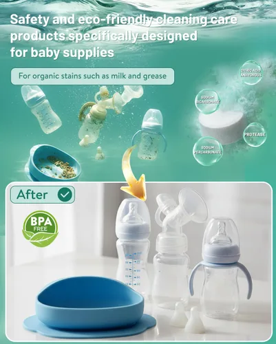 Vista 2 de 120 pastillas para lavar botellas, seguras para bebés y limpian