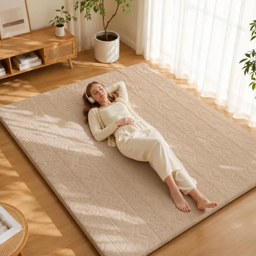Vista 9 de Mollydot Colchón de futón japonés tamaño matrimonial de 54 x 75 pulgadas, colchón de cama plegable, tapete portátil de tatami, cojín de futón