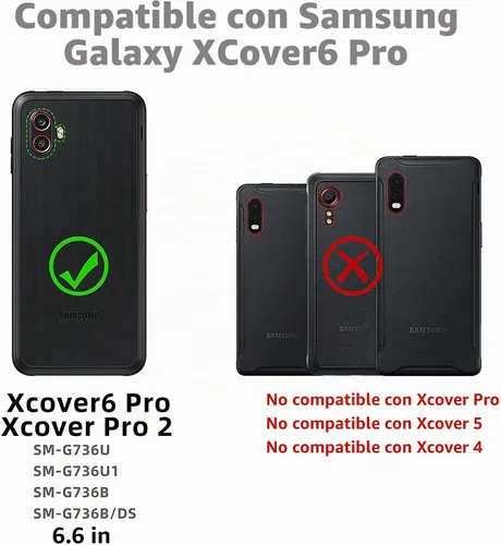 Vista 3 de Funda para Galaxy Xcover 6 Pro con protector de pantalla integrado, a prueba de caídas, funda duradera de 3 capas, a prueba de golpes, funda de goma