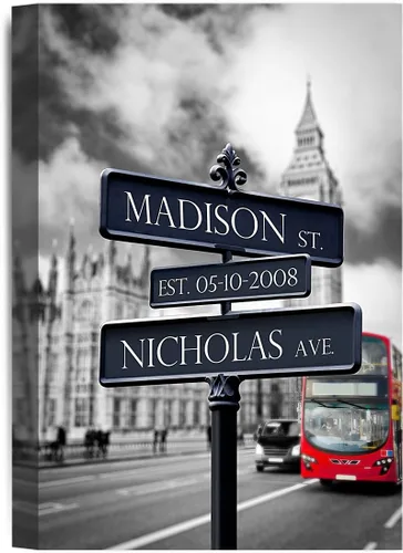 Vista 49 de IPIC - Personalized Framed Canvas with Custom Street Sign in Boston Personalized Street Signs with Names, Custom Canvas Print, Boston Sunset