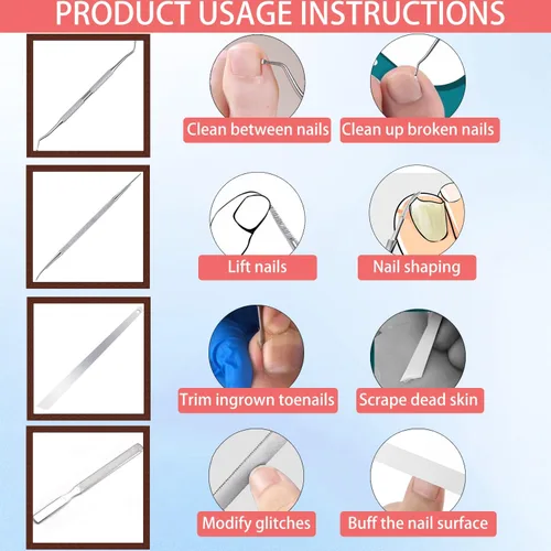 Vista 7 de Corrector profesional de uñas encarnadas para un alivio rápido con tiras transpirables de uñas encarnadas, herramientas de pedicura de acero
