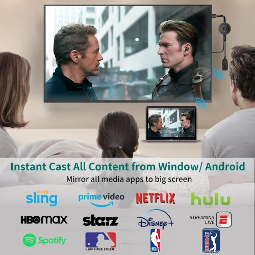 Vista 3 de Adaptador Dongle de Visualización HDMI Inalámbrico 4K 1080P, Transmisión WiFi de Películas, Receptor para i-Phone, i-Pad, iOS, Android, Tablet, Negro