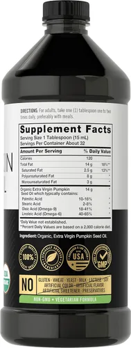Vista 2 de Carlyle- Aceite de semilla de calabaza, 16 onzas, orgánico prensado en frío, 100 % puro, extravirgen vegetariano, sin transgénicos, sin gluten