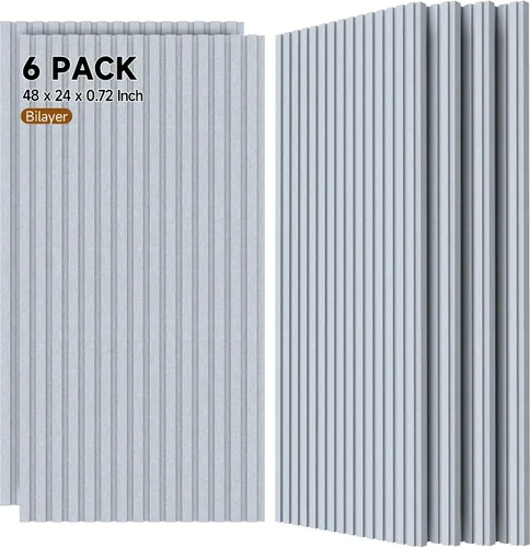 Vista 11 de Grandes paneles acústicos bicapa, juego de 4 paneles absorbentes de sonido, paneles a prueba de sonido de 120 cm x 60 cm x 1.8 cm para paredes