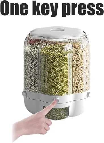 Vista 9 de Enfudid Contenedor de almacenamiento de granos para alimentos, dispensador de arroz de 6 rejillas de gran capacidad, caja de almacenamiento