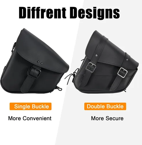 Vista 4 de Bolsas para sillín de motocicleta, de cuero sintético, bolsa de brazo oscilante para softails, Sportsters Choppers, bolsas laterales impermeables