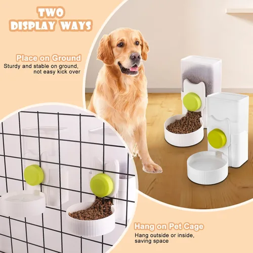 Vista 5 de Comedero automático para mascotas, contenedor de alimentos para colgar en jaula de gravedad automática de 1 litro, para perros y gatos pequeños