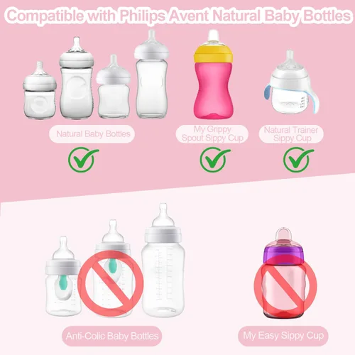 Vista 3 de Tetina para sorber compatible con biberones naturales Philips Avent, tetina de copa con pajita, tetina suave 100% de silicona, flujo variable, sin