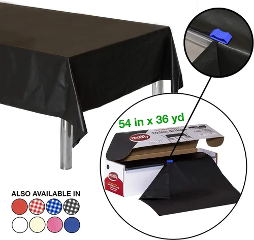 Vista 2 de Neatiffy Rollo de mantel de plástico desechable Mantel impermeable de 54 pulgadas x 108 pies Mantel para mesas rectangulares, cuadradas
