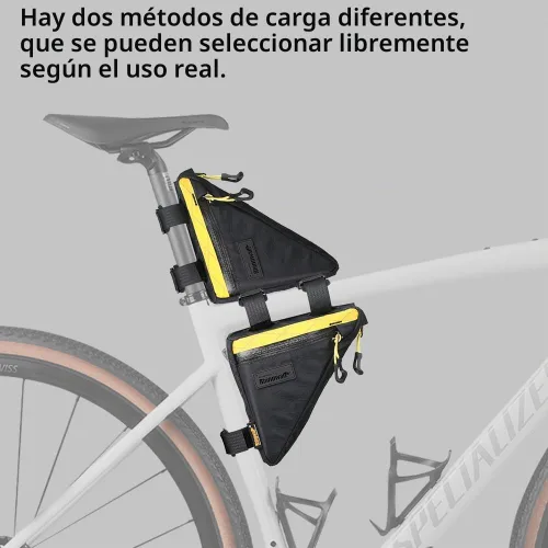 Vista 6 de Rhinowalk Bolsa de Marco Frontal de Bicicleta Bolsa Bajo Tubo Superior Triangular Accesorios de Ciclismo de 1.7L de Nylon Ligero para Bicicleta