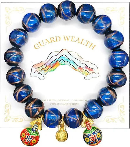 Vista 12 de Pulsera de esmalte gris colorido para hombres y mujeres – Estilo Palacio Imperial, joyería de guardián familiar de bestias tragadoras de oro