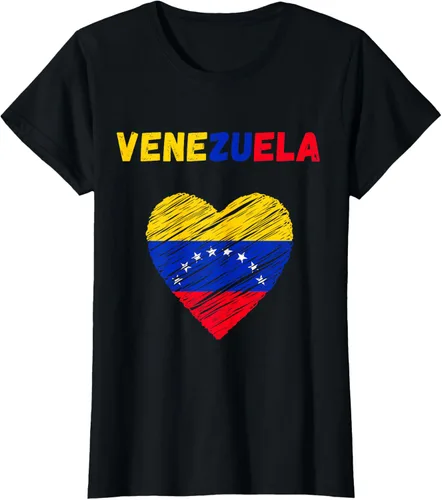 Vista 53 de Camiseta con la bandera venezolana con corazón de Venezuela, Negro