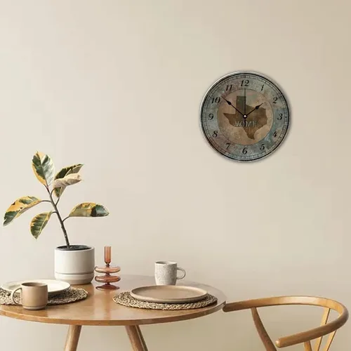 Vista 4 de Home States - Reloj de pared con mapa de Estados Unidos, estilo shabby chic, sin tictac, funciona con pilas, 10 pulgadas, decoración de madera