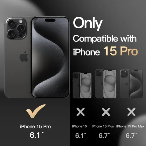 Vista 2 de JETech Funda para iPhone 15 Pro de 6.1 pulgadas, resistente protección resistente de doble capa, a prueba de golpes, funda protectora resistente