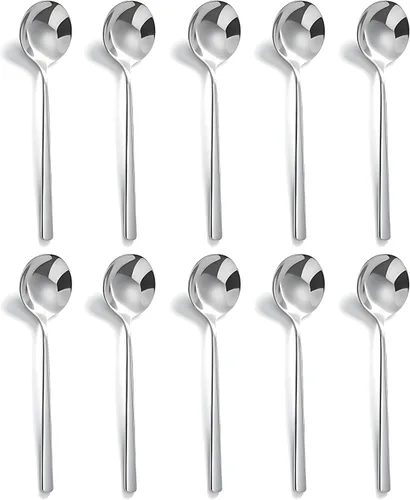 Vista 10 de Comicfs Juego de 10 cucharas de café espresso de acero inoxidable SUS 304 de 5.3 pulgadas, cucharas de café, cucharaditas para café, azúcar, postre