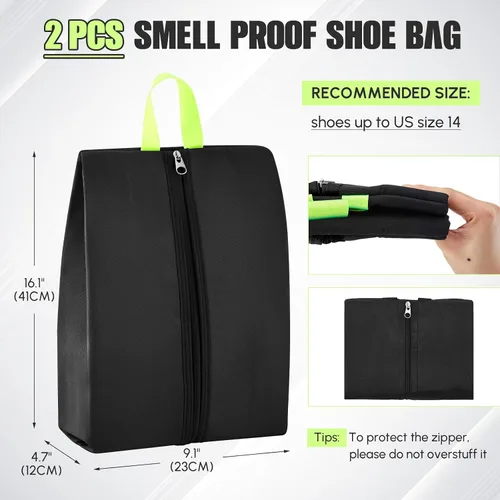 Vista 2 de 1 bolsa de tacos a prueba de olores de 4 capas, se adapta hasta la talla 14, resistente al olor y al barro, impermeable, se adapta a zapatos de Negro