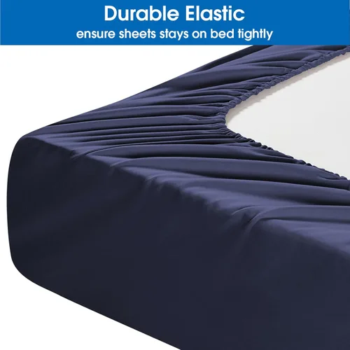 Vista 101 de HOMEIDEAS Sábanas de cama tamaño completo – Juego de 6 piezas (azul aguamarina) – Sábanas de ropa de cama de microfibra cepillada extra suave