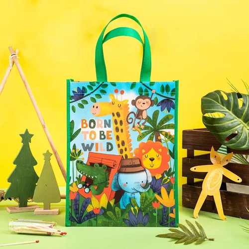 Vista 2 de Loveinside Bolsas de regalo medianas recicladas con asas, bolsa de regalo reutilizable para fiestas de cumpleaños para niños, bolsa de compras – 10