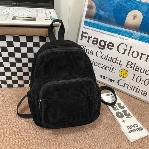 Vista 4 de Mochila pequeña para mujer y mujer, mochila estética, Negro -, Tendencia