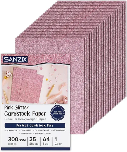 Vista 8 de SANZIX 25 hojas de papel de cartulina negra con purpurina - 8.2"x11.7", 110lb 300 GSM, cartulina negra brillante pesada con purpurina para álbumes