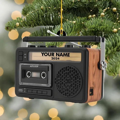 Vista 5 de Cinta de casete personalizada, adorno de Navidad 2024, adorno de cinta de mezcla de música retro, decoración de árbol de casete personalizado