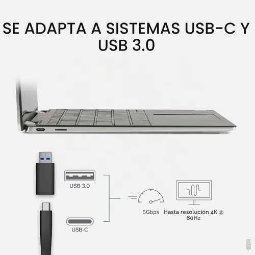 Vista 5 de Plugable Adaptador de monitor dual DisplayPort y HDMI 4K para USB 3.0 y USB-C, compatible con Windows