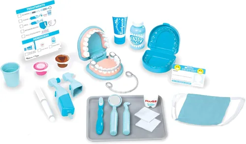 Vista 4 de Melissa & Doug Medical Play Bundle - Kit de dentista Super Smile de 25 piezas con dientes de gran tamaño y kit médico de 25 piezas con herramientas