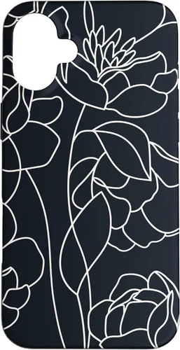 Vista 22 de iPhone 16 linda peonía rosa flor estética dibujo abstracto línea arte caso