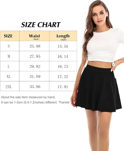 Vista 7 de Century Star Falda de patinadora plisada elástica y acampanada para mujer, uniforme escolar, mini falda corta