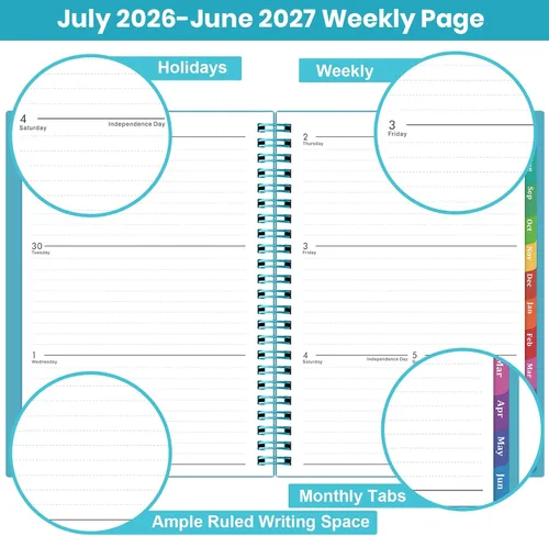 Vista 4 de Planner 2026-2027 - Weekly & Monthly Planner, Academic Planner 2026-2027 J-Green