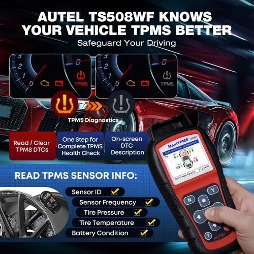 Vista 6 de Autel MaxiTPMS TS508WF KIT, herramienta de programación WiFi TPMS 2026 con 4 sensores TPMS MX-315+433Mhz, hasta TS601 TS508 TS501 PRO, activación