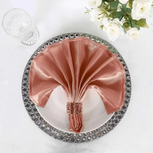 Vista 6 de Efavormart - Servilletas de lino de satén de terracota de 20 x 20 pulgadas para decoración de bodas, cumpleaños, restaurantes, fiestas, 25