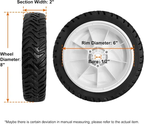 Vista 2 de 105-1814 Ruedas delanteras para cortacésped Toro - Juego de rueda de transmisión de 8" para cortacésped autopropulsado Toro 22" Recycler Personal