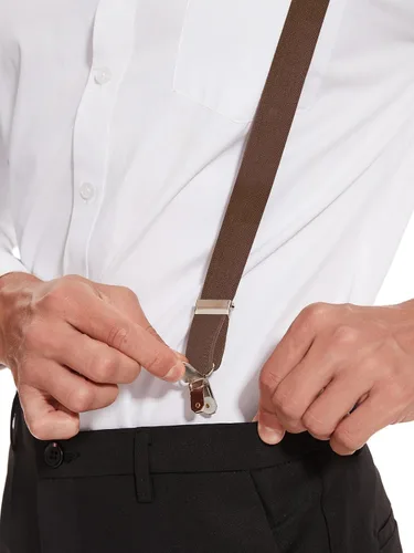 Vista 88 de habibee Color sólido para hombre en forma de Y con clips fuertes tirantes ajustables