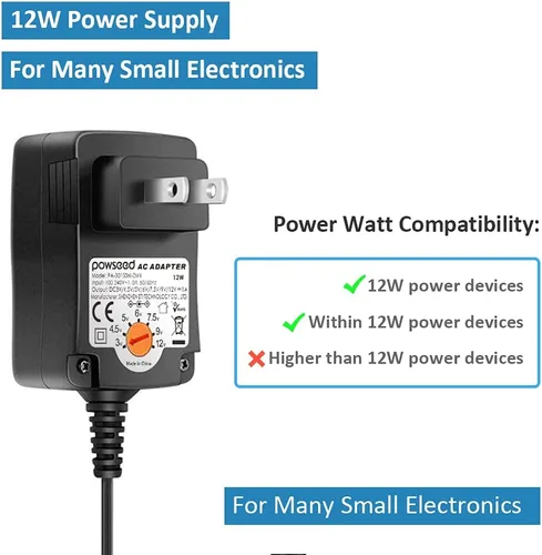 Vista 5 de Powseed Adaptador universal de CA de 3 V, 4,5 V, 5 V, 6 V, 7,5 V, 9 V, 12 V, adaptador de corriente CA/CC de 12 W, para elecronics, routers