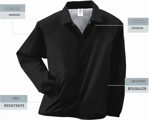 Vista 3 de Augusta Sportswear Chaqueta de entrenador de nailon para hombre/forrada Negro