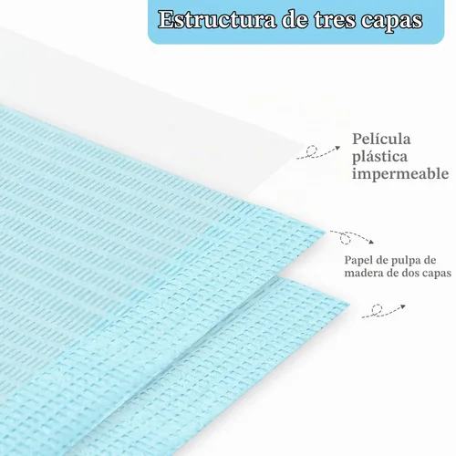 Vista 5 de 125 toallas desechables de papel para uñas acrílicas, 3 capas, plegable, para mesa de uñas, impermeable, hoja de práctica de arte de uñas Azul